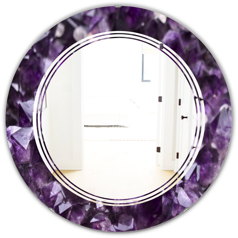 Triple C Amethyst Geode Modern Frameless Wall Mirror, 31.5" H x 31.5" W