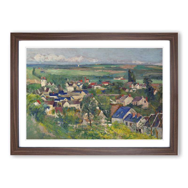 View of Auvers by Paul Cezanne - Picture Frame Painting, Walnut, 27cm H x 36cm W x 2cm D