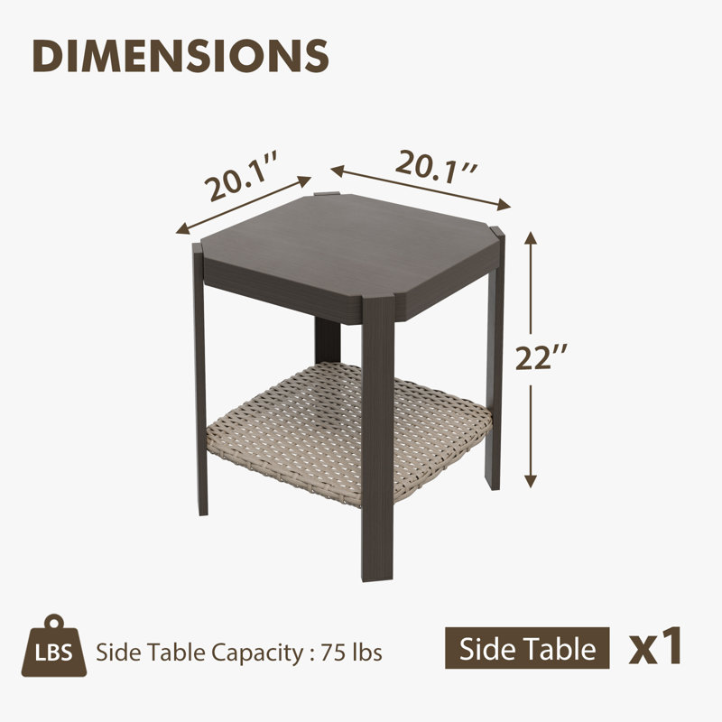 Table d'appoint de patio en métal