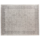 Antique'd Silk hand-knotted Bamboo Silk Ivory/Silver Area Rug