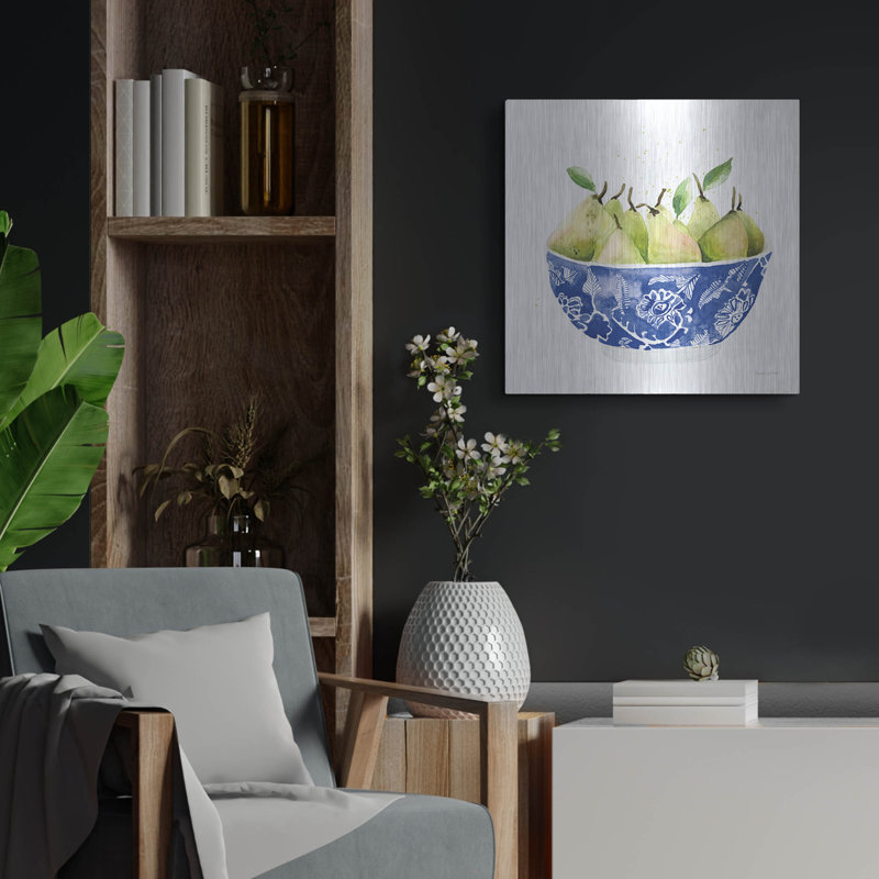Art mural en métal luxueux «Elegant Fruit 1» par Mercedes Lopez Charro, H 24 po x l 24 po