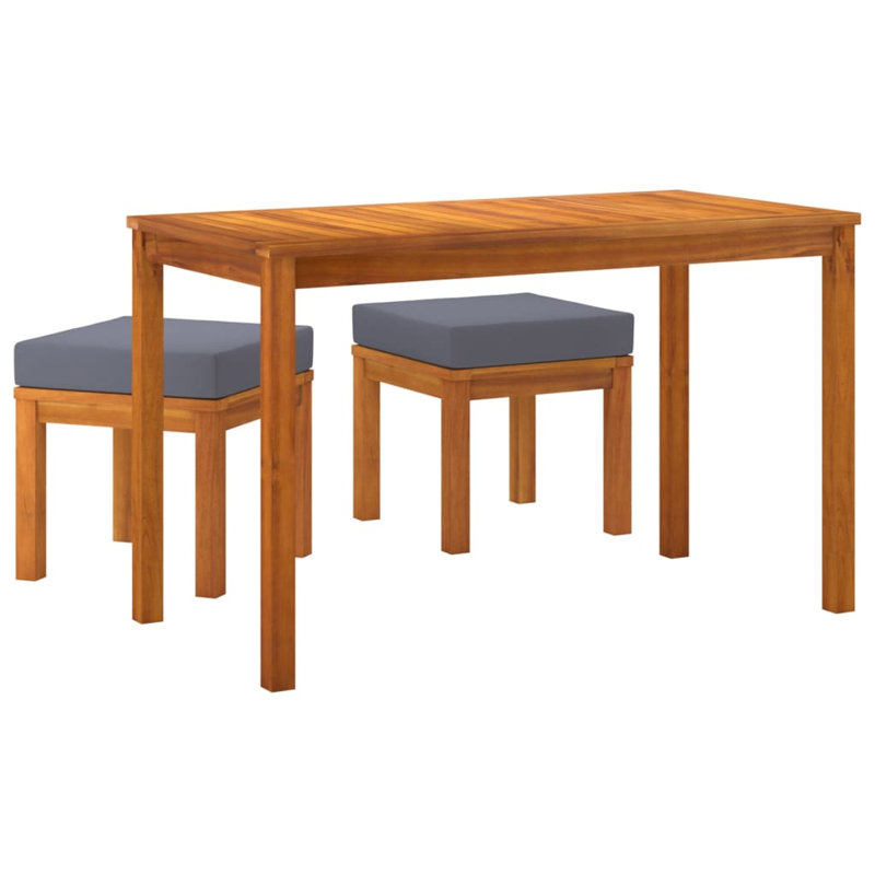 Ensemble de salle à manger rectangulaire pour 2 personnes de 43,3 po de long avec coussins, gris