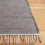 Tapis rayé ivoire / anthracite en coton tissé à plat à la main Bester-19562458