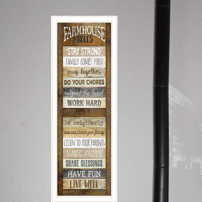 Farmhouse Rules Framed Wall Art for Living Room, Home Wall Decor by Marla Rae