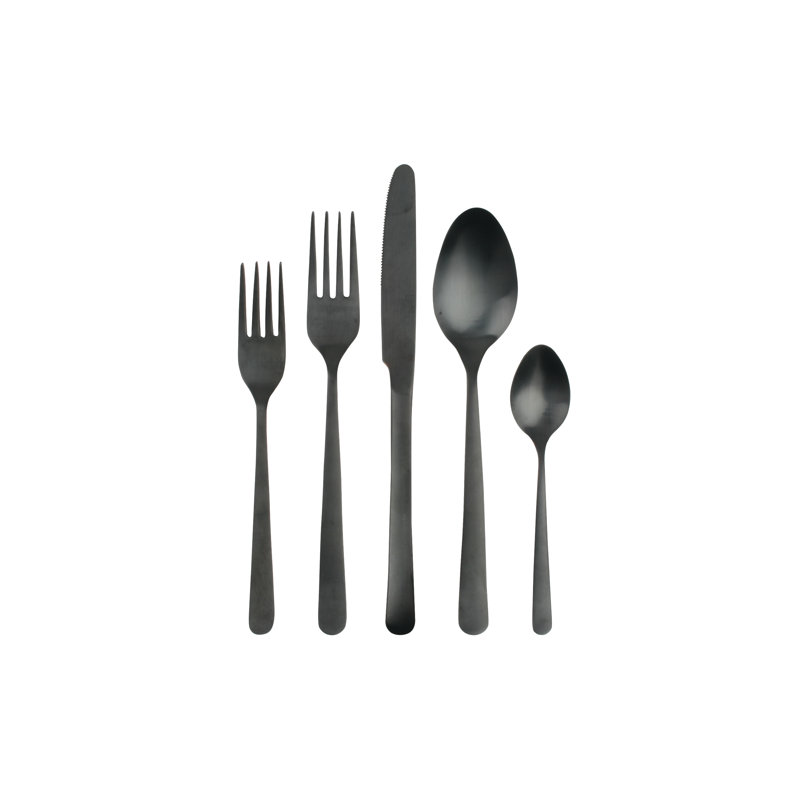 Oslo 20 Piece 18/10 Stainless Steel Flatware Set, Service for 4, Black
