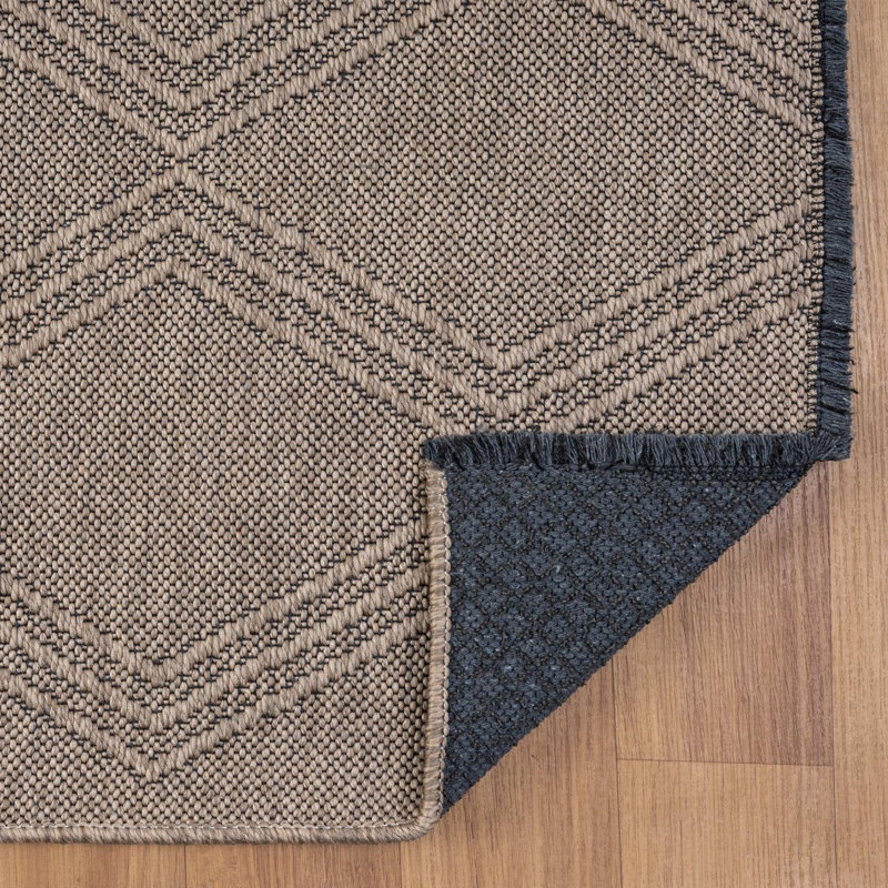 Modern Farmhouse Diamond Pattern Non-Slip Washable Rug, Rectangle 9' x 12'