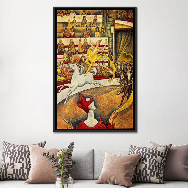 Le cirque par George Seurat, reproduction d'art sur toile, H 26 po x l 18 po x P 1,5 po, Toile avec cadre noir, Pas de tapis