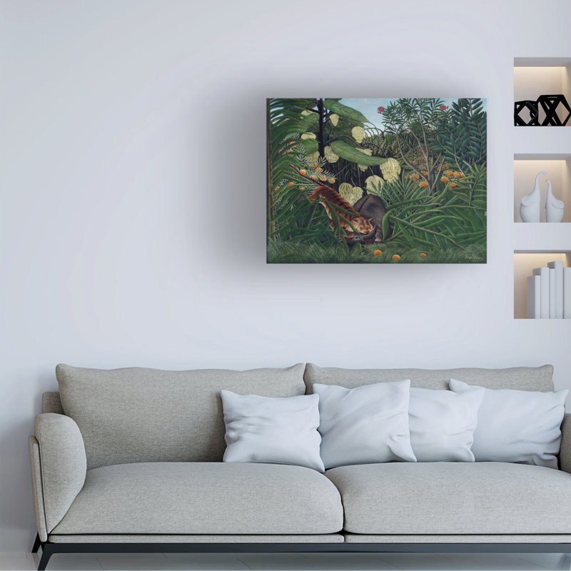 "La jungle I" par Henri Rousseau sur toile, H 14 po x l 19 po