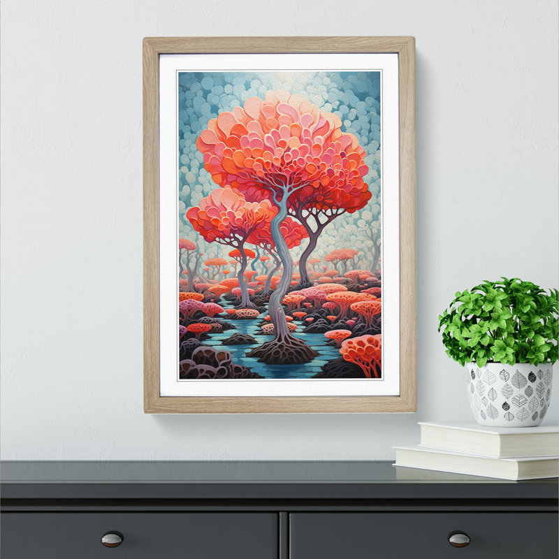 Single Picture Frame Print on Wood, Oak Framed, 46cm H x 34cm W