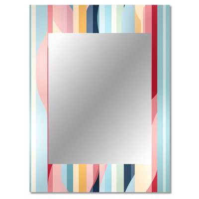 Retro Pastel Stripes And Swirl Pattern - striped  Decorative Mirror, Striped, Abstract Wall Mirror, Printed Metal Art
