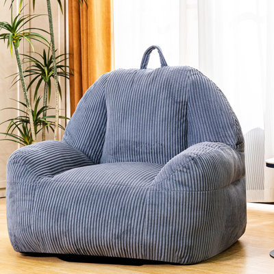 Giant Memory Foam Bean Bag Chair - Plush Faux Fur, Ergonomic Design for Gaming & Reading (Grey, No Assembly) by Trule