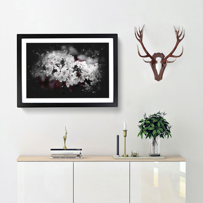 Winters Bloom Flowers - Picture Frame Graphic Art Print, Black Framed, 62cm H x 87cm W x 2cm D