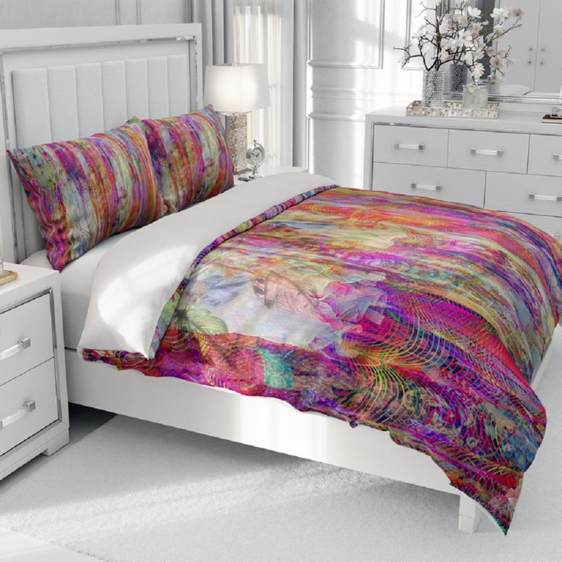 Ensemble de housse de couette mauve, Housse de couette grand + 2 taies décoratives