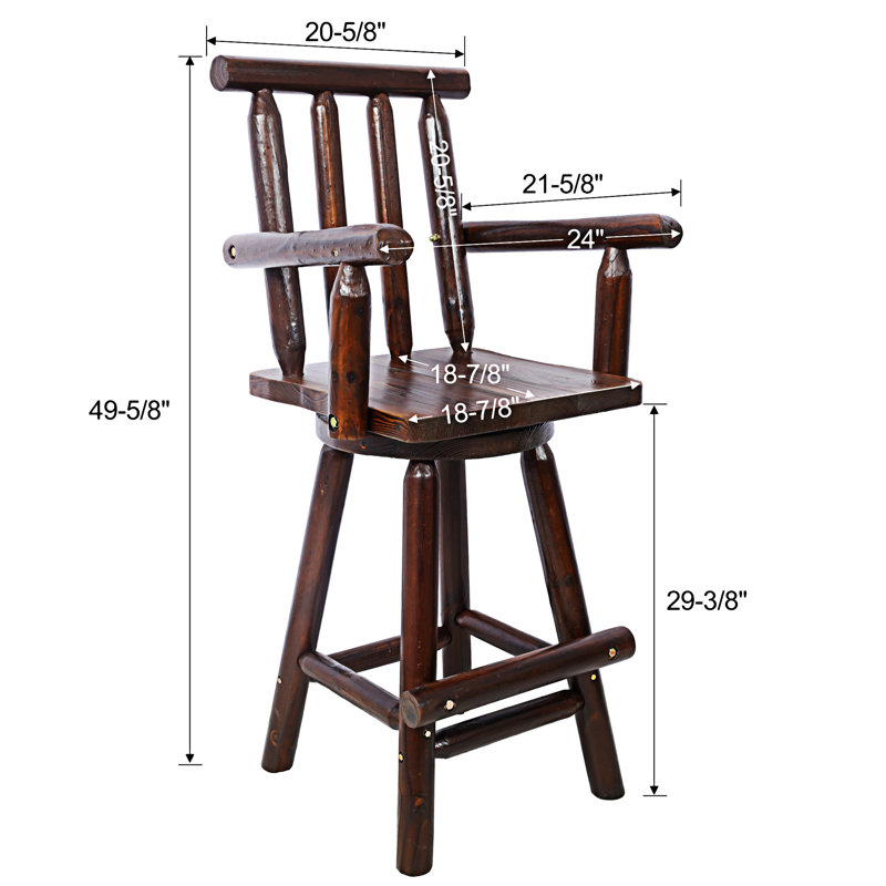 Tabouret de bar rustique - Fabrication en bois de sapin, Brun