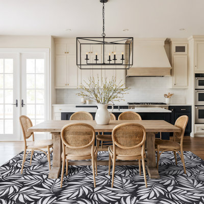 Tapis d'intérieur antidérapant lavable à la machine, motif feuilles de palmier et charbon de bois