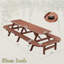 Table de pique-nique 14-16 personnes avec bancs et trou pour parasol