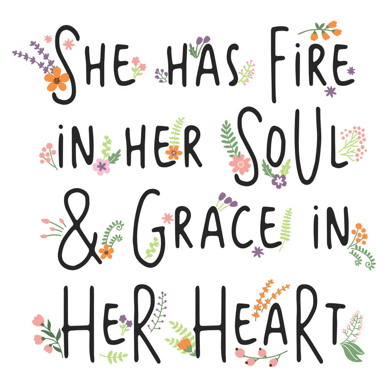 She Has Fire In Her Sould And Grace In Ther Heart - Wrapped Canvas Print, 30cm H x 30cm W x 3.8cm D