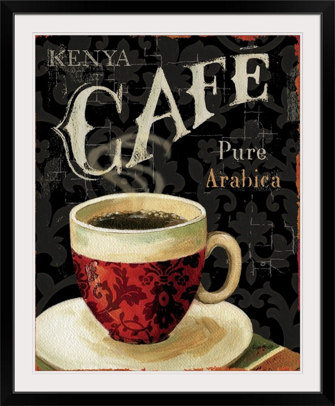 «Today's Coffee I» par Lisa Audit, affiche vintage, H 28 po x l 24 po x p 1 po, Cadre noir