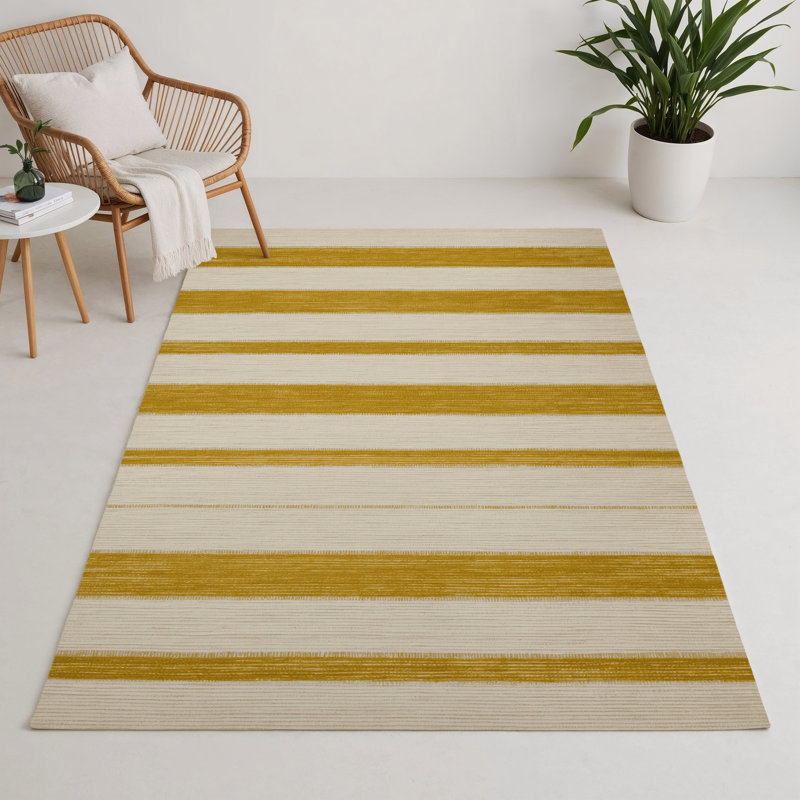 Tapis intérieur / extérieur beige HorizontalStripes, Rectangle 9 pi x 12 pi