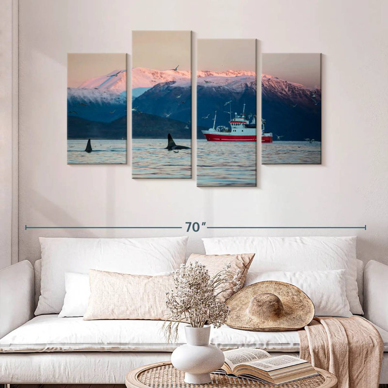 Mehar Fjord Boat And Killer Whales, 32" H x 52" W