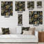 Horloge murale moderne feuilles noires et or tropicales II-1809215607