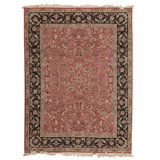 Hand Knotted Wool Oriental Area Rug in Rose And Black