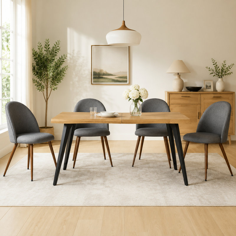 Ensemble de salle à manger 5 pièces polyvalent 5 pièces 63 "avec 4 chaises rembourrées grises, Grey