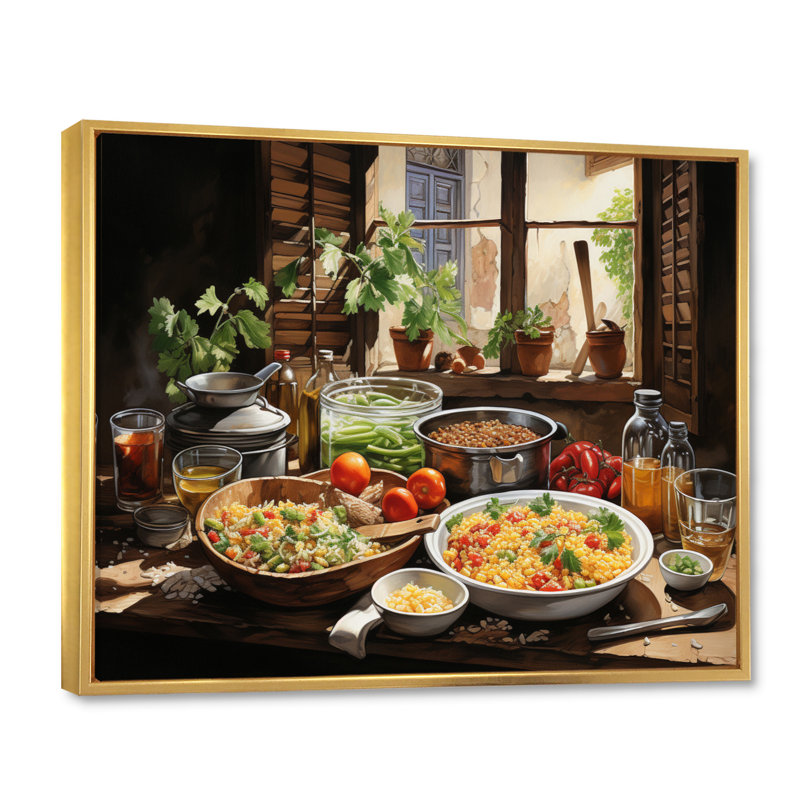 Cuban Cuisine Flavorful II - Food & Beverage Wall Art Prints, 16" H x 32" W, Cadre flottant doré
