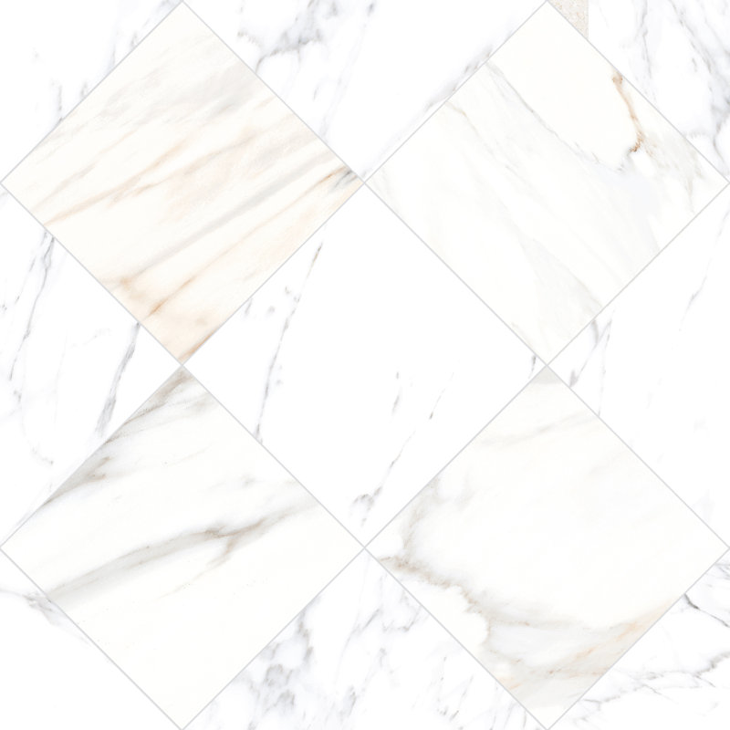 Tavari Checkerboard 10X10 Carrara And Calacatta, White