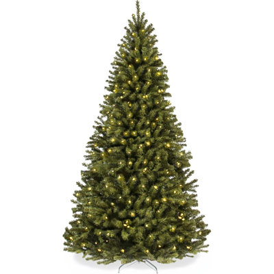 9Ft Pre-Lit Spruce Artificial Holiday Christmas Tree For Home, Office, Party Decoration W/ 900 Incandescent Lights, 2028 Branch Tips, Easy Assembly, M