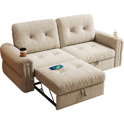 2 In 1 Multi-Functional Convertible Sleeper Sofa Bed With Side Pockets,77" Modern Velvet Pull Out Couch Bed For Apartment Office Bedroom Living Room by stambord
