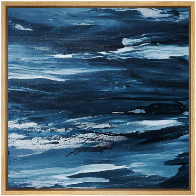 Beach And Waves " Textured Effect Blue White Paint Strokes Abstract Shapes Minimalism Alternative Dramatic Dark "