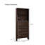 Range-chaussures avec 3 tiroirs rabattables et tablettes ouvertes. Gain de place pour le vestibule. , Couleur noyer, moderne pour le porche. Pieds en bois massif, couleur. Design, grand espace de rangement