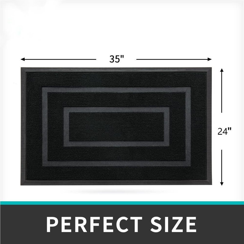 Clarance Non-Slip Geometric Indoor / Outdoor Doormat, 24" W x 35" L, Black
