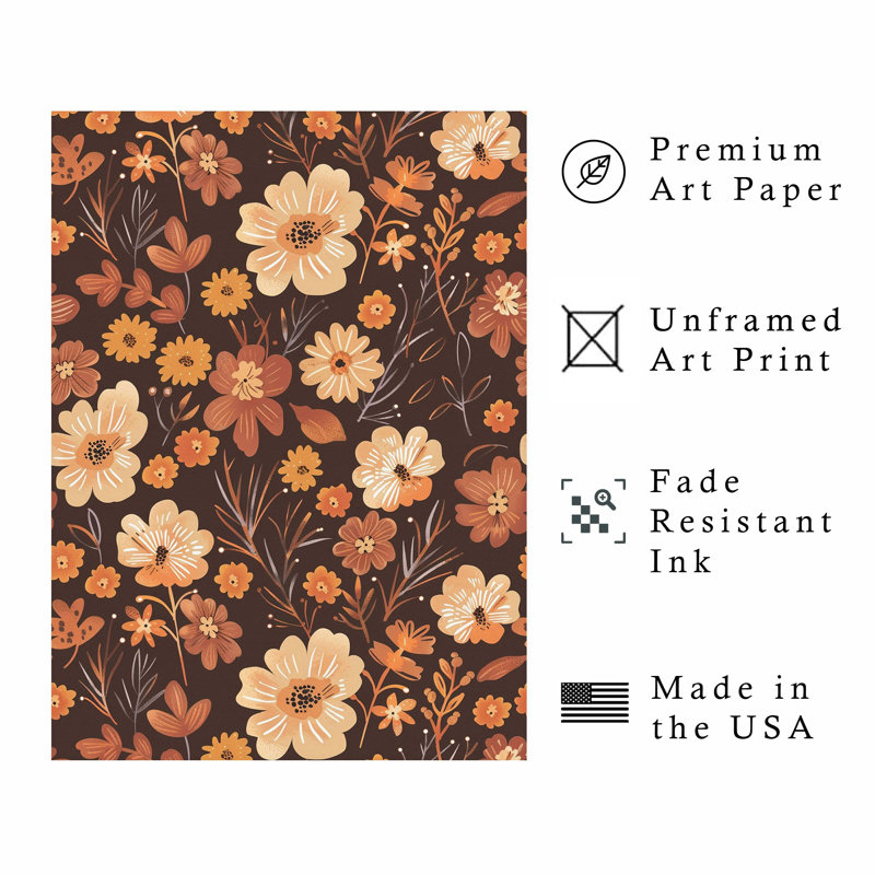 Impression florale d'automne sans cadre, H 20 po x l 16 po