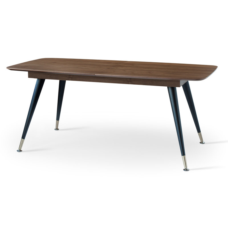 Table de salle à manger à rallonge en bois massif Ana, Placage noyer
