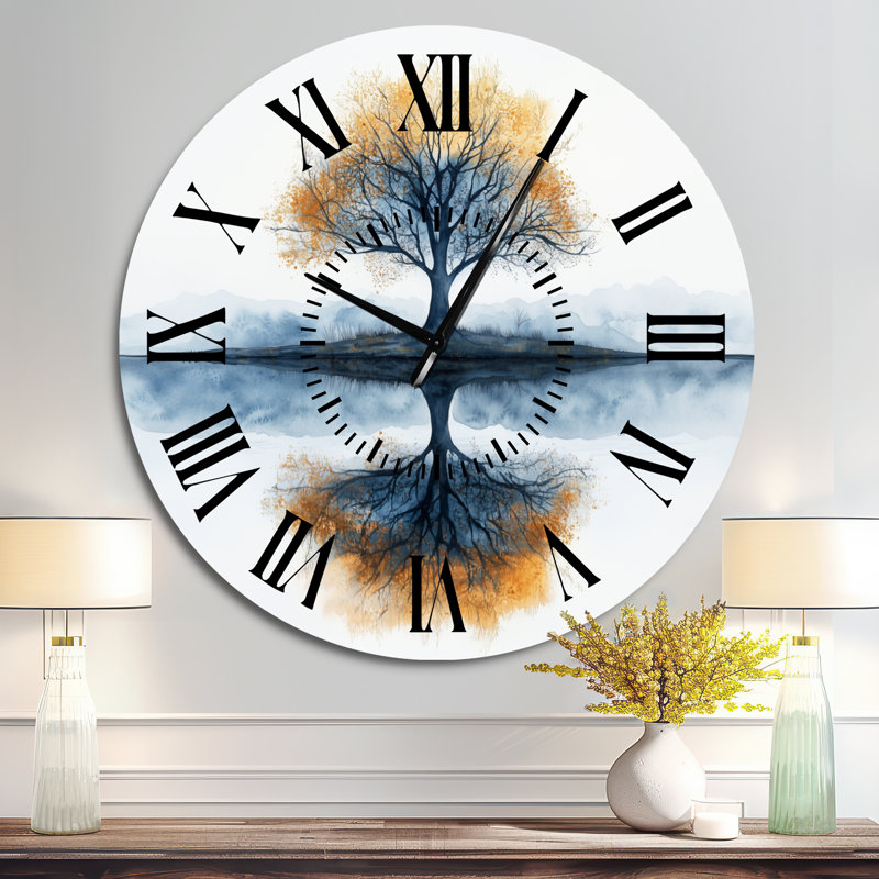 Horloge murale abstraite arbre en métal Reflection III - Nature, Oversized