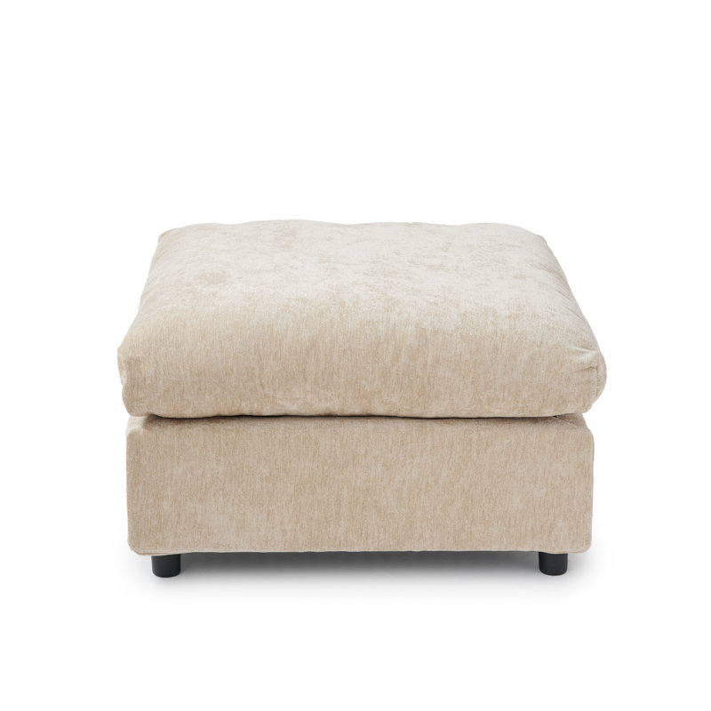 Kessi 33.5" Upholstered Ottoman, Kakhi