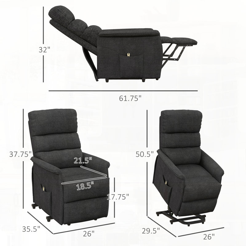 Fauteuil inclinable électrique avec télécommande, Noir