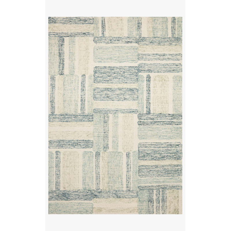 Tapis carré en laine touffeté à la main à motif géométrique 1 pi 6 po x 1 pi 6 po Manon