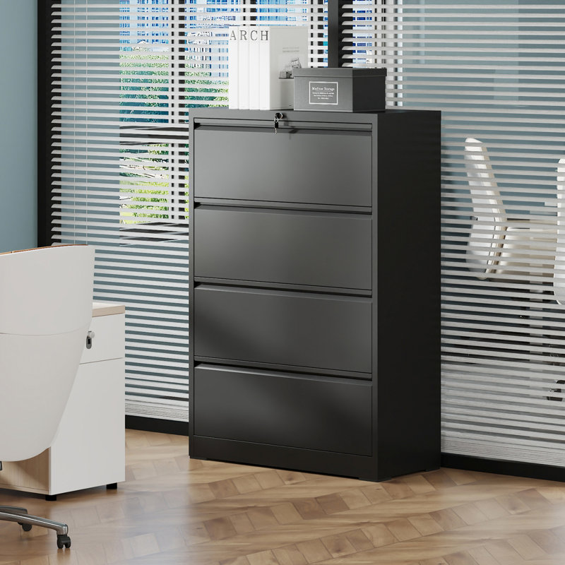 Classeur en métal Classic 4, mouvement de tiroir silencieux, extension pour utilisation dans un bureau, tiroirs