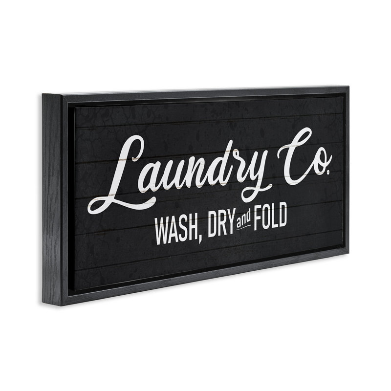 Enseigne Rustic Laundry, Cadre flottant noir de jais, H 14 po x l 31 po