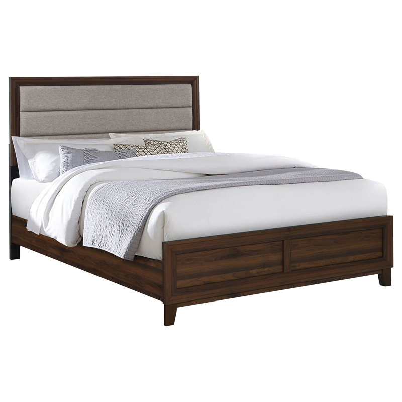 Louanne 50-inch Upholstered Eastern King Bed Walnut, King