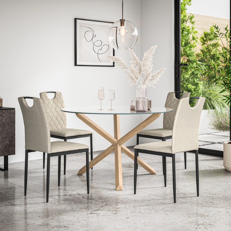 Daraich 4 - Person Dining Set, Oak/Beige