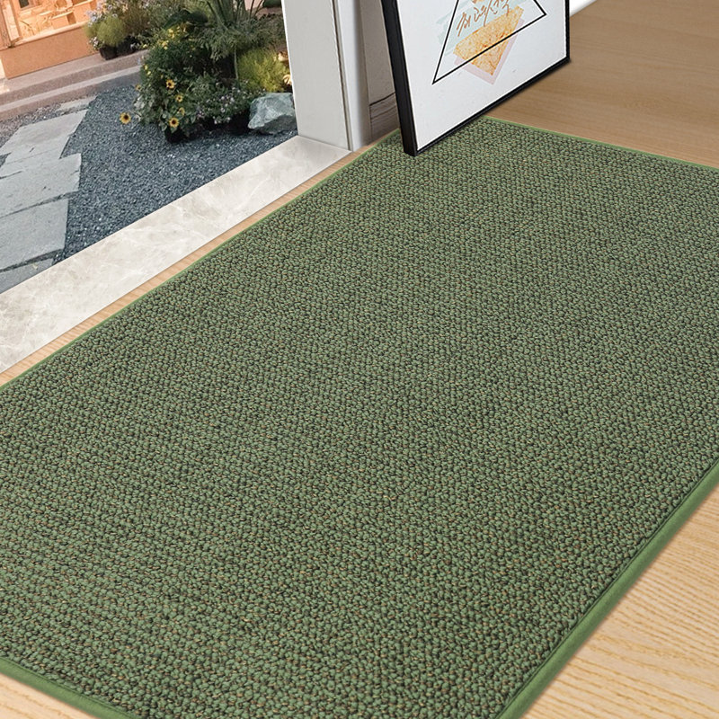 Bukvice Non-slip Washable Door Mat, Green, 36 "W x 60" L
