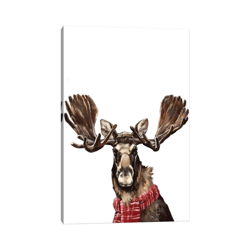 Christmas Moose by Big Nose Work - Wrapped Canvas Print, 20.32 cm H x 30.48 cm W