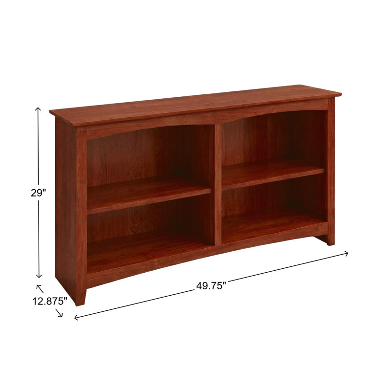 Malani 36" H Solid Wood Classic Bookcase, Washington Cherry, (2 Shelves) 29"H x 49.75"W x 12.875"D