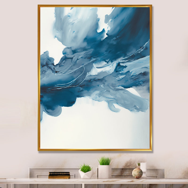 " Imperial Blue Solitude VI ", 34" W x 44" H, Gold Floater Framed Canvas