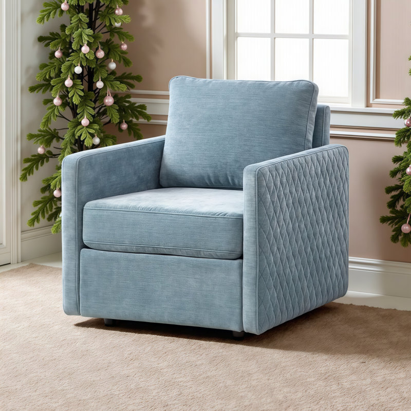 Chaise d'appoint pivotante 29,5 po avec rangement caché - Design carré moderne pour le salon, le coin lecture et la chambre à coucher