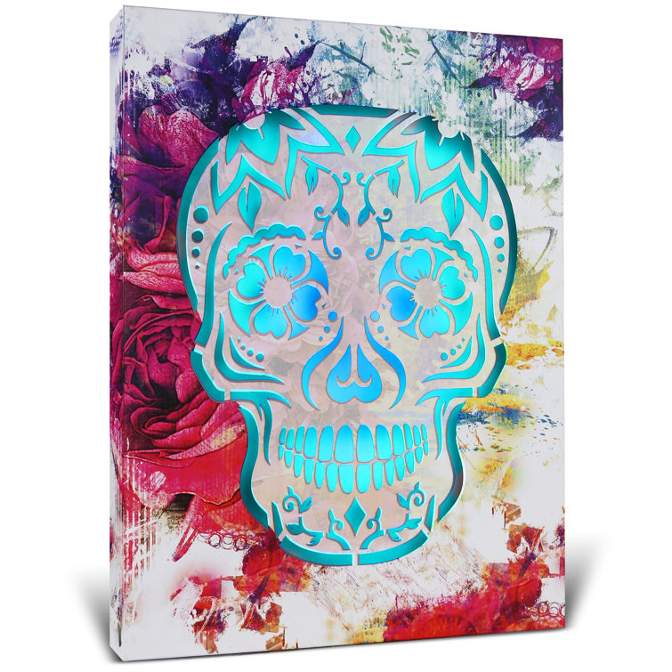 Dakota Fields Day Of The Dead Light Up Led Wall Art - Fun Changing Color  Led Light Print